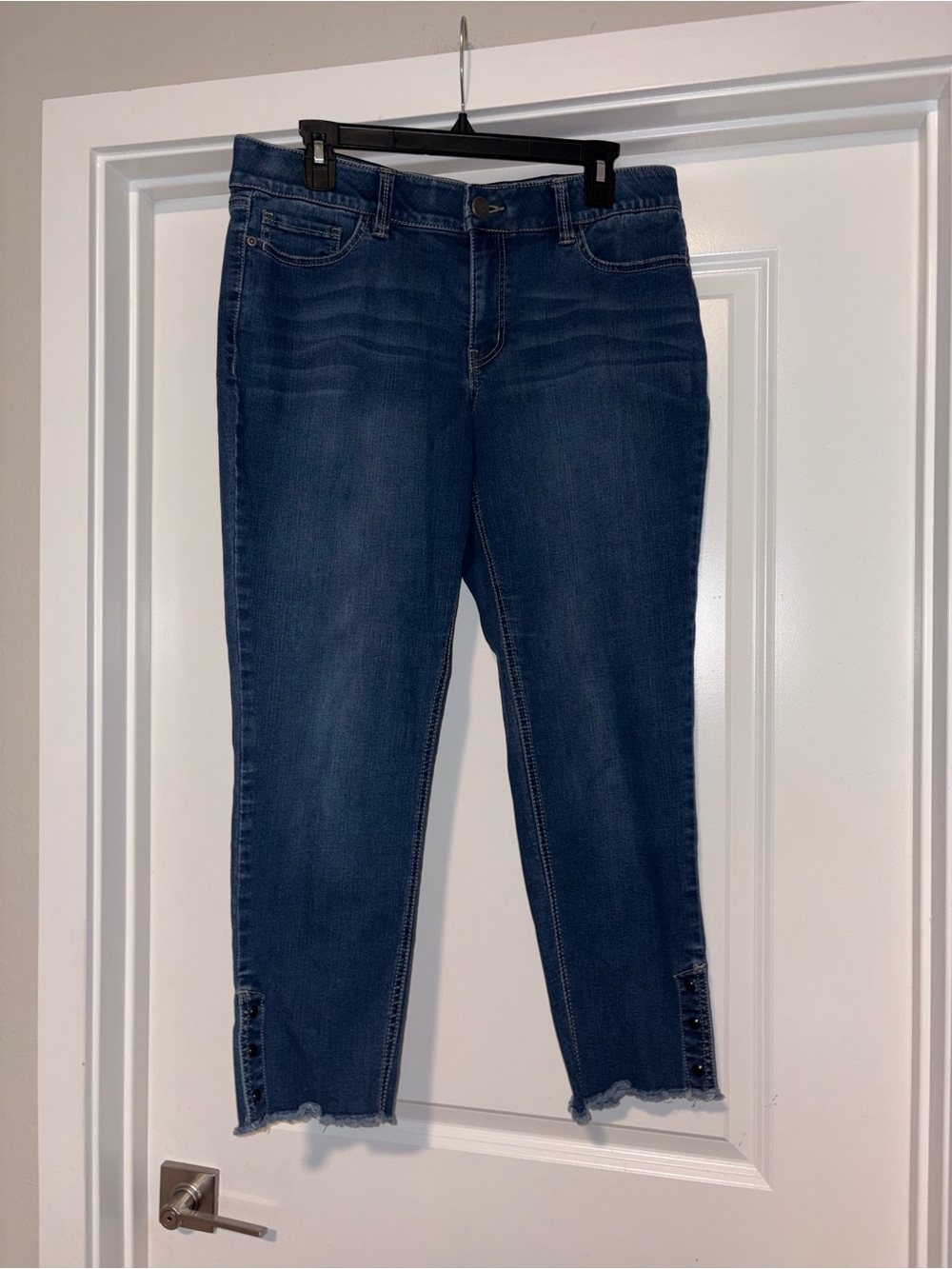 croft & barrow Dark Blue Stretch Ankle Jeans with Button Side Slits